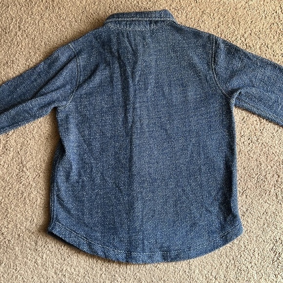 Hanna Andersson Herringbone Button Down In French Terry Navy Blue - Picture 3 of 6
